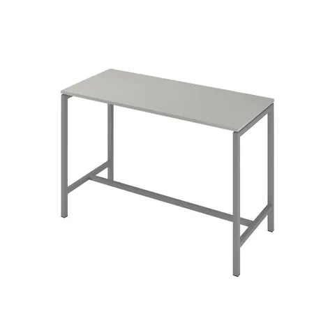 Masă înaltă Narbutas Nova, 1600 x 700 x 1050 mm, PAL 25 mm, melamină gri perlat, metal gri