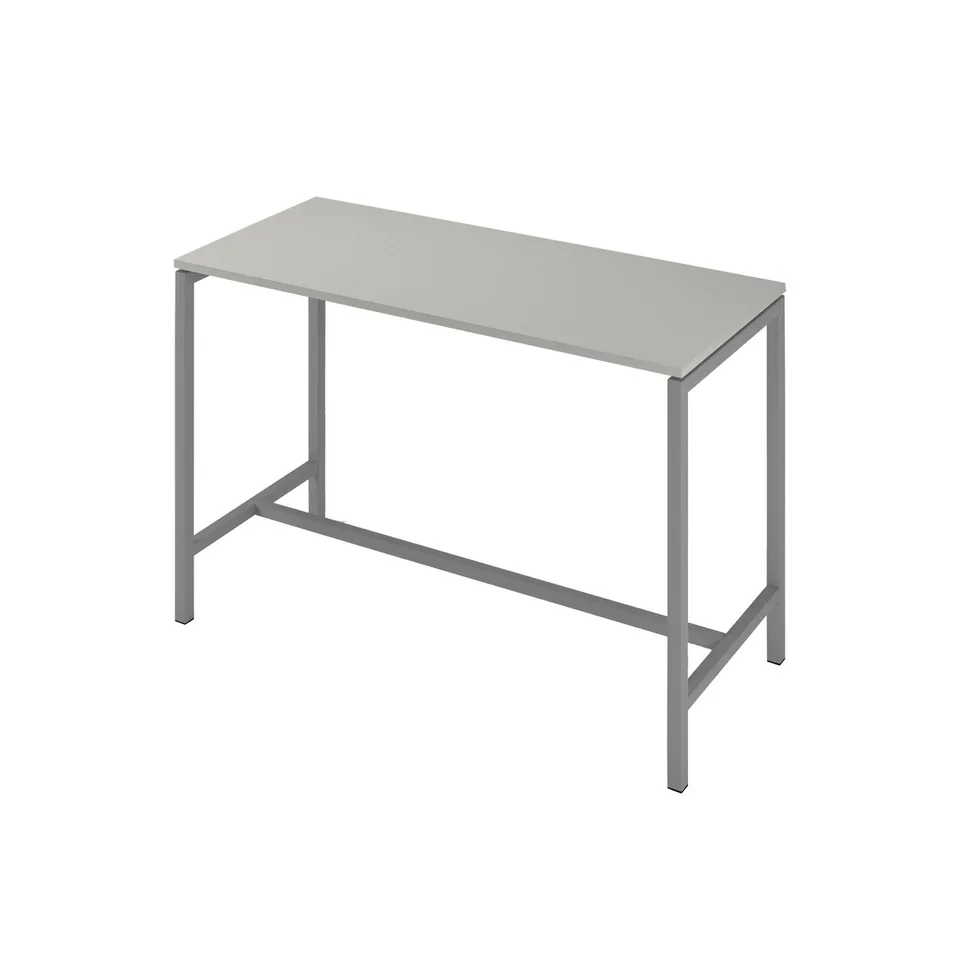 Masă înaltă Narbutas Nova, 1600 x 700 x 1050 mm, PAL 25 mm, melamină gri perlat, metal gri