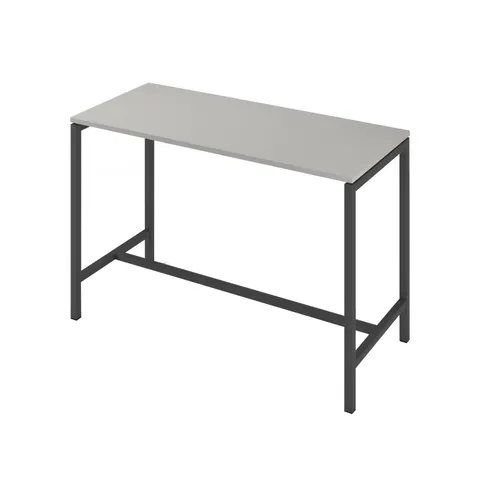 Masă înaltă Narbutas Nova, 1600 x 700 x 1050 mm, PAL 25 mm, melamină gri perlat, metal gri închis