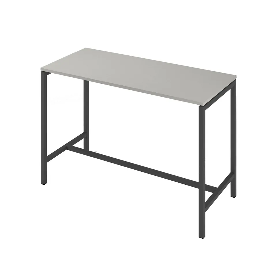 Masă înaltă Narbutas Nova, 1600 x 700 x 1050 mm, PAL 25 mm, melamină gri perlat, metal gri închis