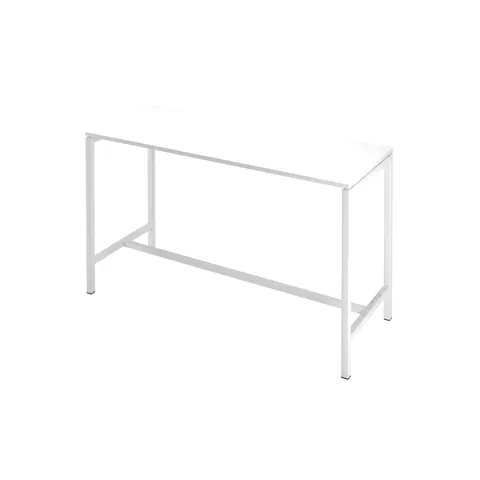 Masă înaltă Narbutas Nova, 1800 x 700 x 1050 mm, PAL 25 mm, melamină alb, metal alb