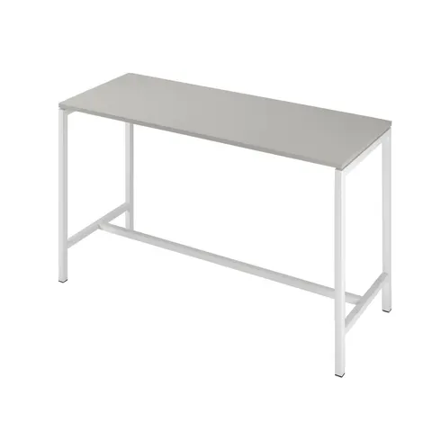 Masă înaltă Narbutas Nova, 1800 x 700 x 1050 mm, PAL 25 mm, melamină gri perlat, metal alb