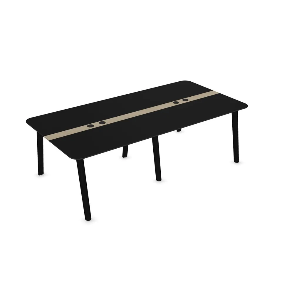 Masă de conferință Narbutas Nova Wood, 2400 x 1200 x 740 mm, blat dreptunghiular, MDF 26 mm, blat HPL negru, picioare din lemn negre