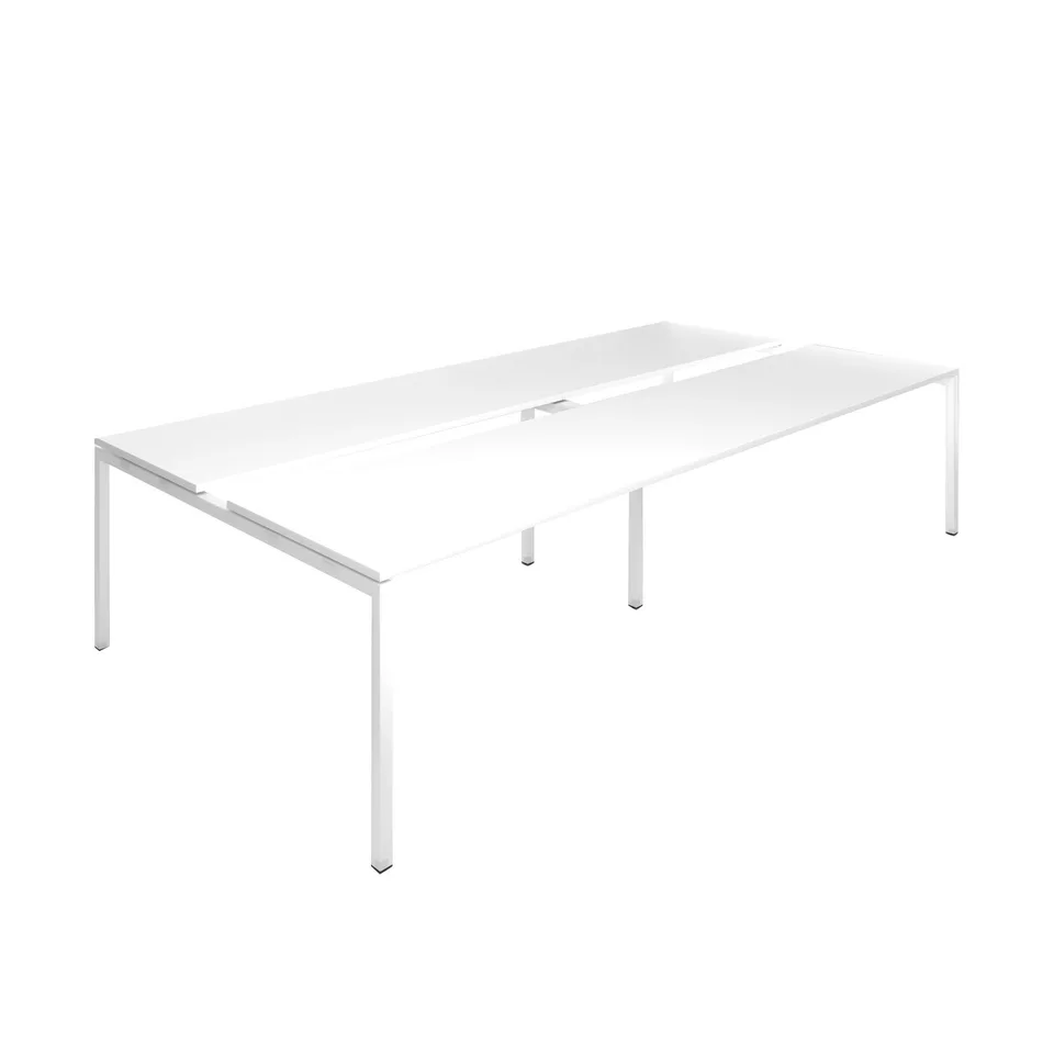 Masă de conferință Narbutas Nova, 3200 x 1640 x 740 mm, blat dreptunghiular, PAL 25 mm, melamină alb, metal alb, picior în formă de U