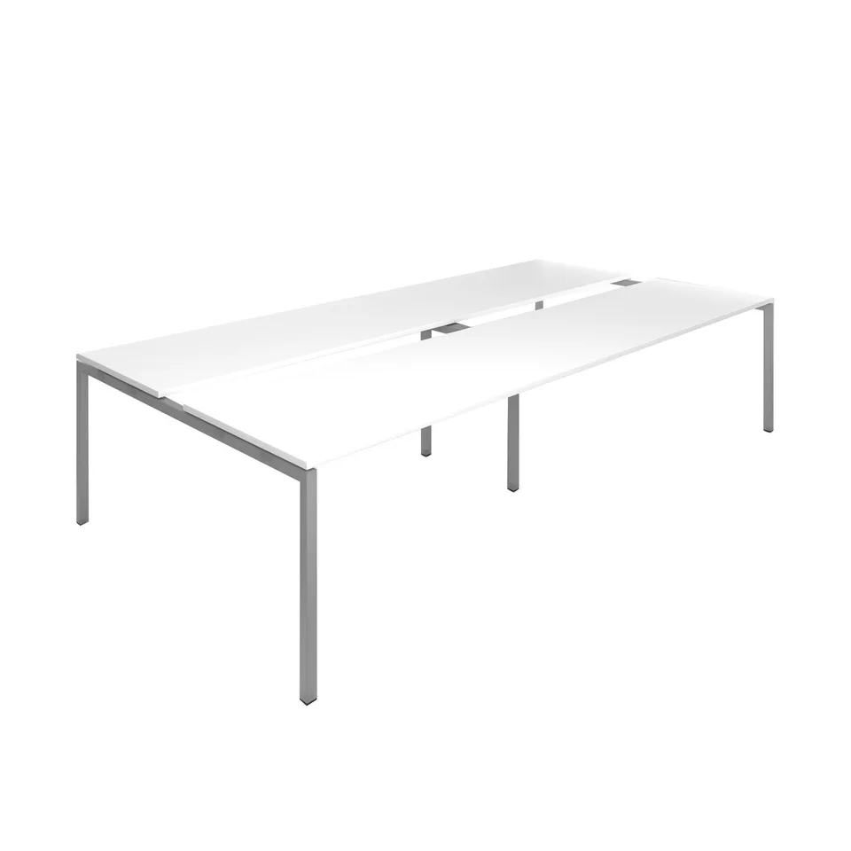 Masă de conferință Narbutas Nova, 3200 x 1640 x 740 mm, blat dreptunghiular, PAL 25 mm, melamină alb, metal gri, picior în formă de U