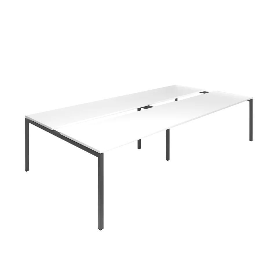 Masă de conferință Narbutas Nova, 3200 x 1640 x 740 mm, blat dreptunghiular, PAL 25 mm, melamină alb, metal gri închis, picior în formă de U