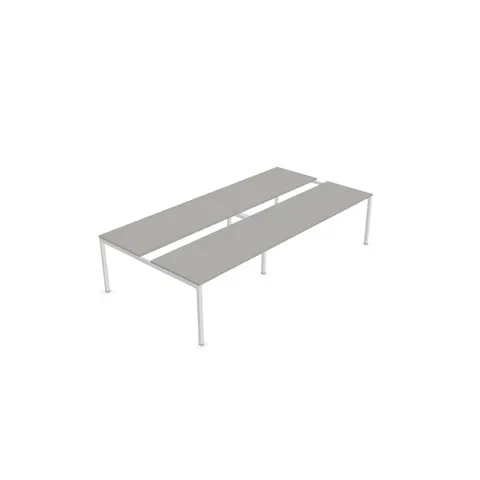 Masă de conferință Narbutas Nova, 3200 x 1640 x 740 mm, blat dreptunghiular, PAL 25 mm, melamină gri perlat, metal alb, picior în formă de U