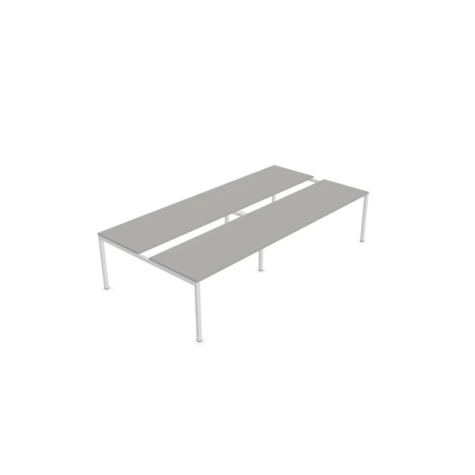 Masă de conferință Narbutas Nova, 3200 x 1640 x 740 mm, blat dreptunghiular, PAL 25 mm, melamină gri perlat, metal alb, picior în formă de U