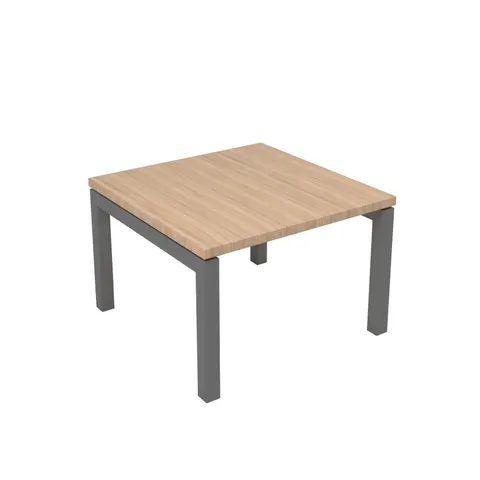 Masă joasă Narbutas Nova, 600 x 600 x 400 mm, blat pătrat, PAL, melamină stejar amber, metal gri, picior în formă de U