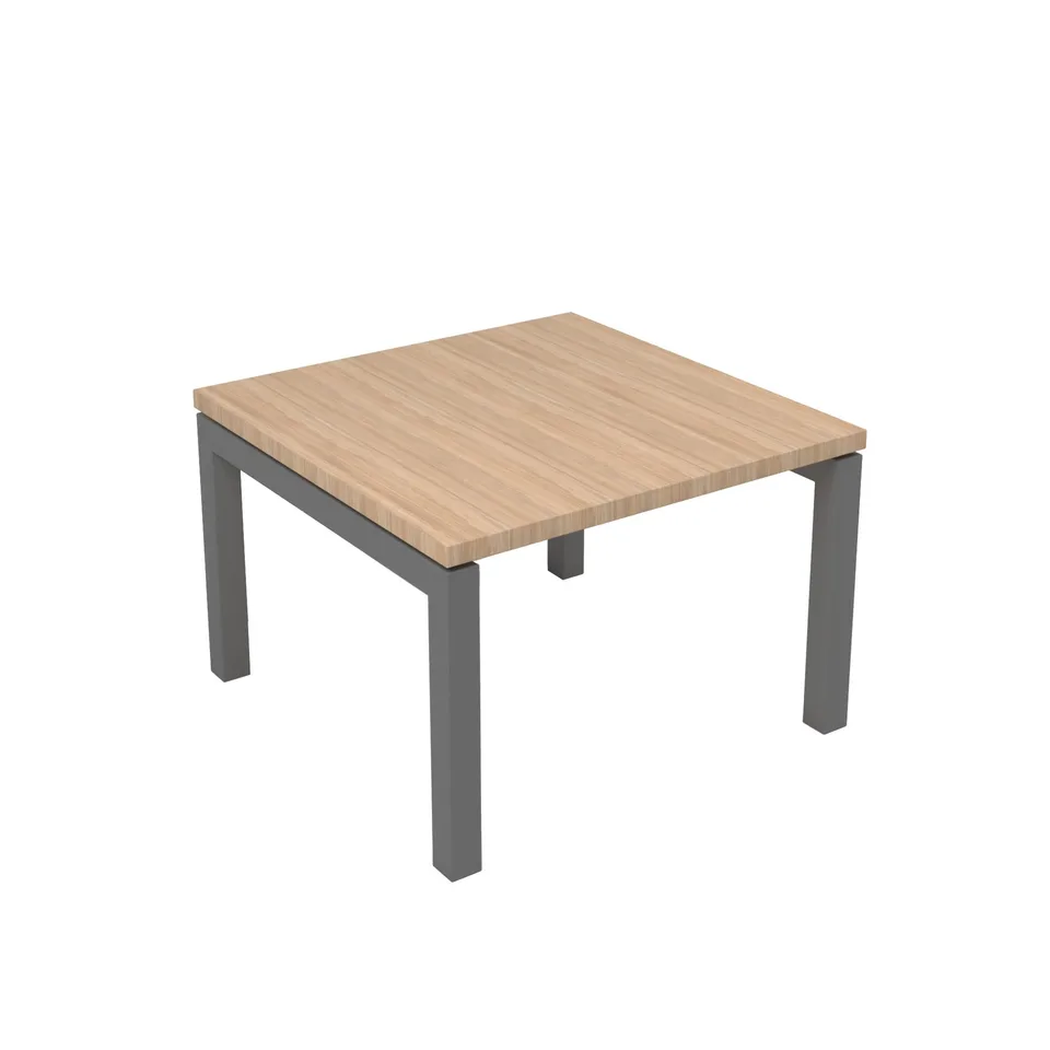 Masă joasă Narbutas Nova, 600 x 600 x 400 mm, blat pătrat, PAL, melamină stejar amber, metal gri, picior în formă de U