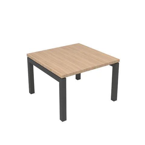 Masă joasă Narbutas Nova, 600 x 600 x 400 mm, blat pătrat, PAL, melamină stejar amber, metal gri închis, picior în formă de U