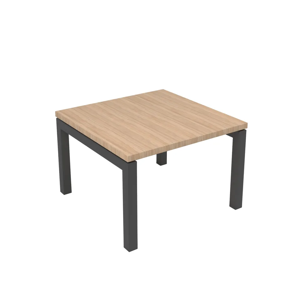 Masă joasă Narbutas Nova, 600 x 600 x 400 mm, blat pătrat, PAL, melamină stejar amber, metal gri închis, picior în formă de U