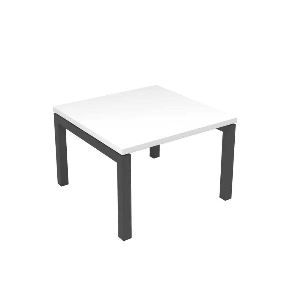 Masă joasă Narbutas Nova, 600 x 600 x 400 mm, blat pătrat, PAL, melamină alb, metal gri închis, picior în formă de U