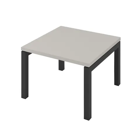 Masă joasă Narbutas Nova, 600 x 600 x 400 mm, blat pătrat, PAL, melamină gri perlat, metal negru, picior în formă de U