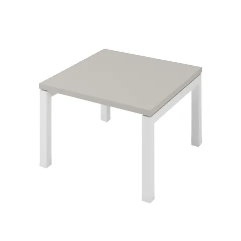 Masă joasă Narbutas Nova, 600 x 600 x 400 mm, blat pătrat, PAL, melamină gri perlat, metal alb, picior în formă de U