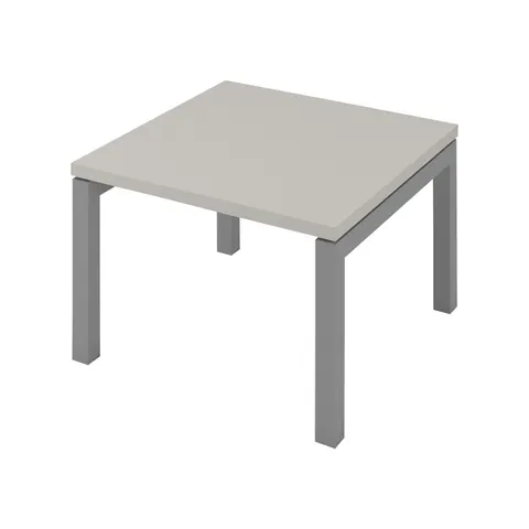 Masă joasă Narbutas Nova, 600 x 600 x 400 mm, blat pătrat, PAL, melamină gri perlat, metal gri, picior în formă de U