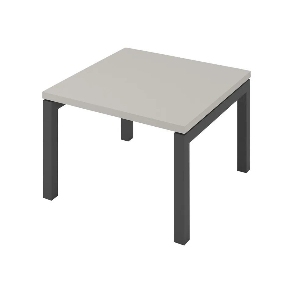 Masă joasă Narbutas Nova, 600 x 600 x 400 mm, blat pătrat, PAL, melamină gri perlat, metal gri închis, picior în formă de U