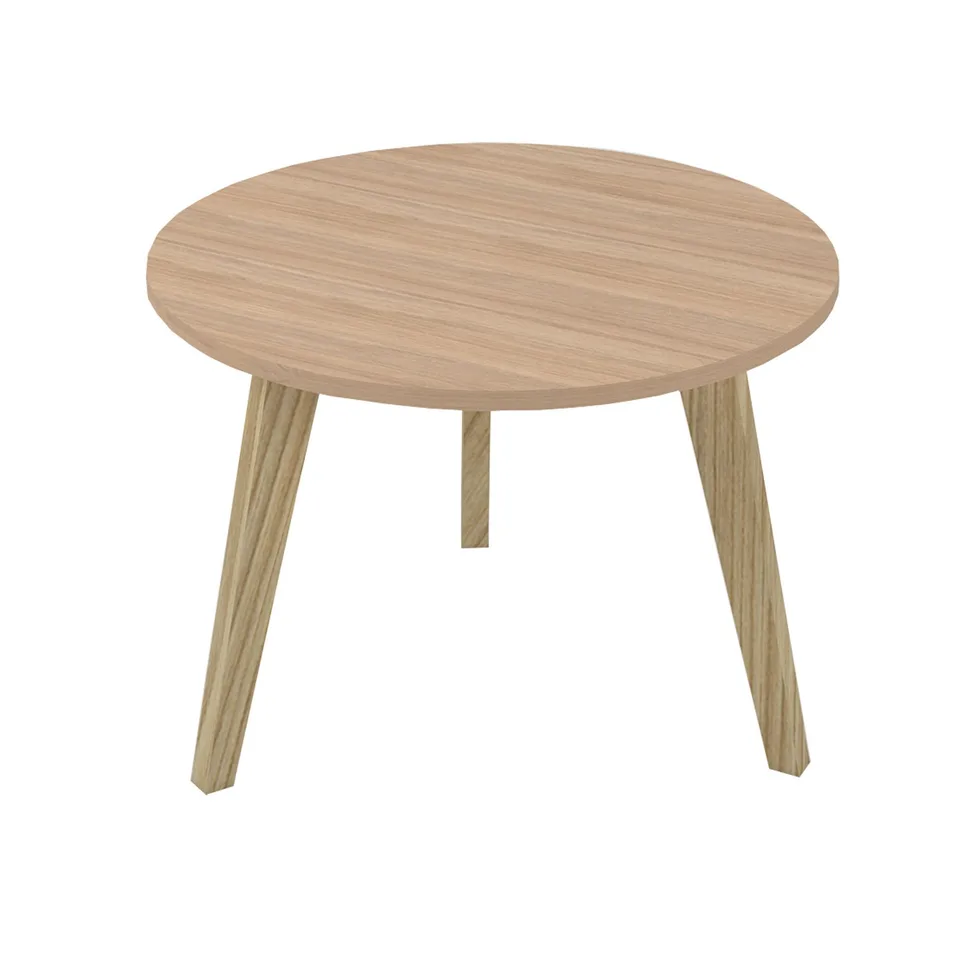 Masă joasă Narbutas Nova Wood, 700 x 700 x 480 mm, blat rotund, PAL, melamină stejar amber, picioare din lemn