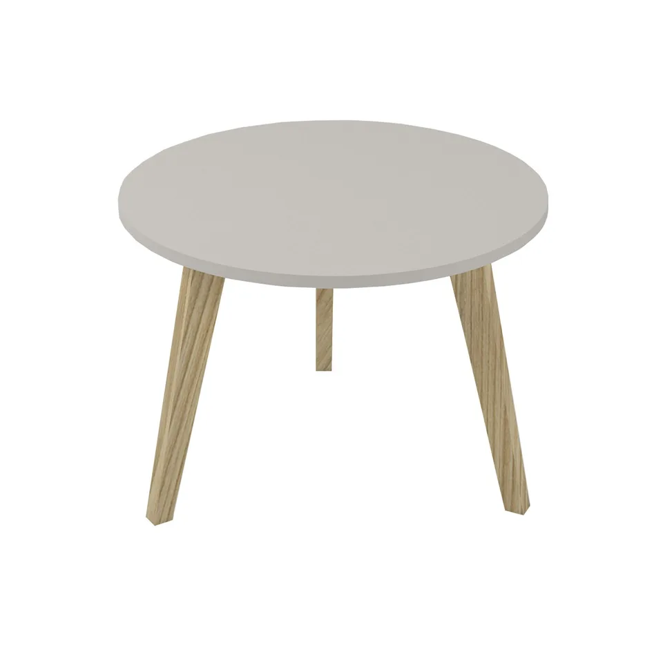 Masă joasă Narbutas Nova Wood, 700 x 700 x 480 mm, blat rotund, PAL, melamină gri perlat, picioare din lemn