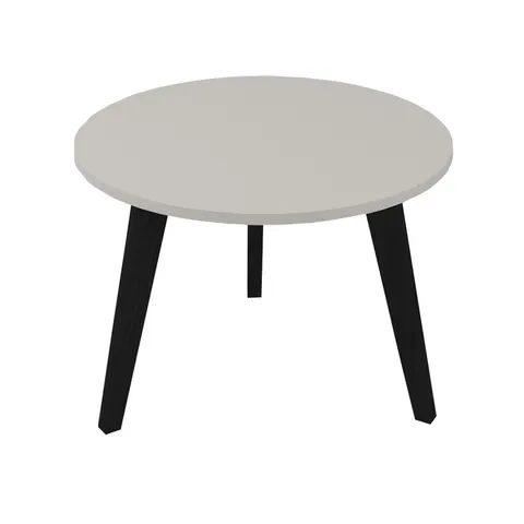 Masă joasă Narbutas Nova Wood, 700 x 700 x 480 mm, blat rotund, PAL, melamină gri perlat, picioare din lemn negre