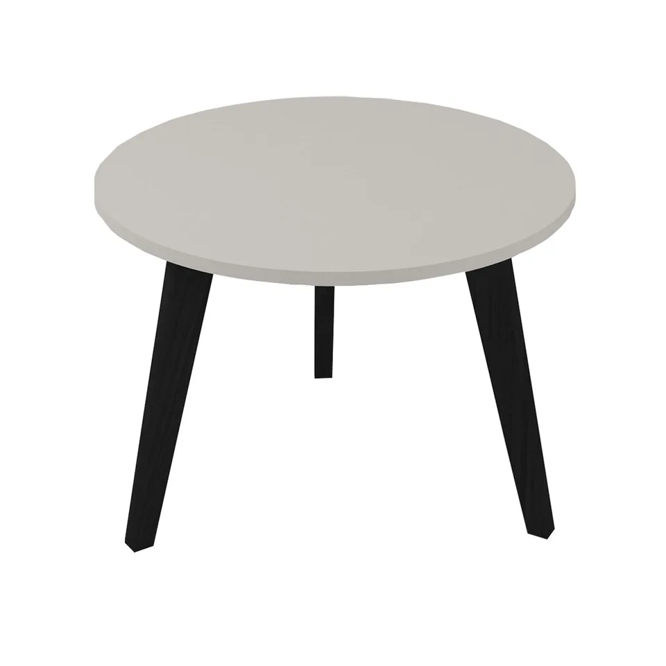 Masă joasă Narbutas Nova Wood, 700 x 700 x 480 mm, blat rotund, PAL, melamină gri perlat, picioare din lemn negre
