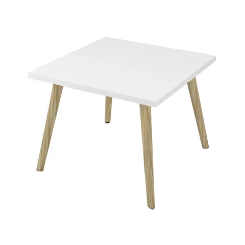 Masă joasă Narbutas Nova Wood, 700 x 700 x 480 mm, blat pătrat, PAL, pătrat, melamină alb, picioare din lemn