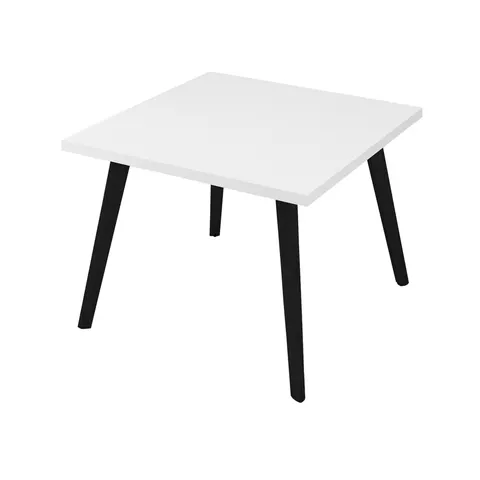 Masă joasă Narbutas Nova Wood, 700 x 700 x 480 mm, blat pătrat, PAL, pătrat, melamină alb, picioare din lemn negre