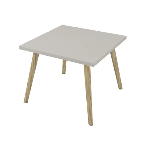 Masă joasă Narbutas Nova Wood, 700 x 700 x 480 mm, blat pătrat, PAL, melamină gri perlat, picioare din lemn