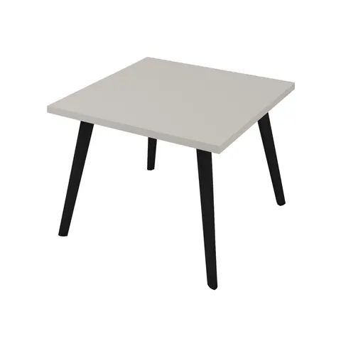 Masă joasă Narbutas Nova Wood, 700 x 700 x 480 mm, blat pătrat, PAL, melamină gri perlat, picioare din lemn negre