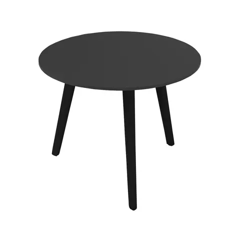 Masă joasă Narbutas Nova Wood, 700 x 700 x 480 mm, blat rotund, blat HPL nuc, picioare din lemn negre
