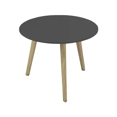 Masă joasă Narbutas Nova Wood, 700 x 700 x 480 mm, blat rotund, blat HPL fag deschis, picioare din lemn
