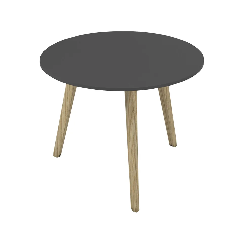 Masă joasă Narbutas Nova Wood, 700 x 700 x 480 mm, blat rotund, blat HPL fag deschis, picioare din lemn