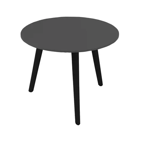 Masă joasă Narbutas Nova Wood, 700 x 700 x 480 mm, blat rotund, blat HPL fag deschis, picioare din lemn negre