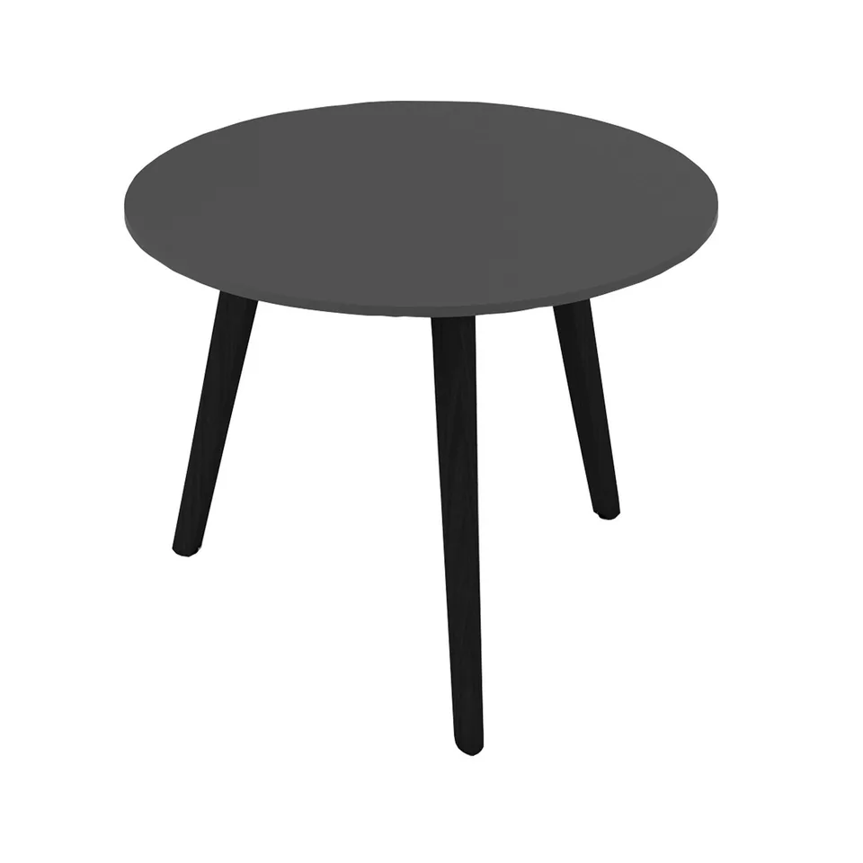 Masă joasă Narbutas Nova Wood, 700 x 700 x 480 mm, blat rotund, blat HPL fag deschis, picioare din lemn negre