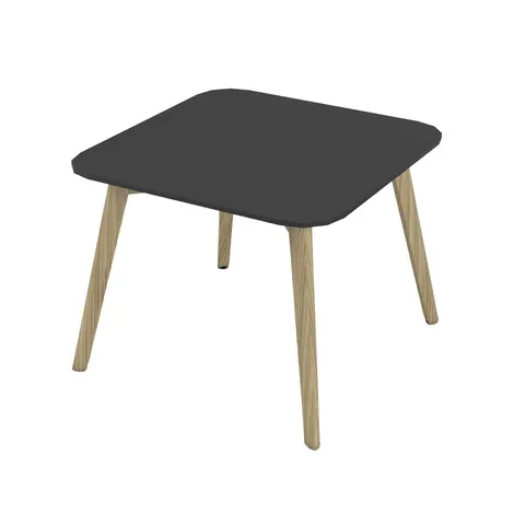 Masă joasă Narbutas Nova Wood, 700 x 700 x 480 mm, blat pătrat, MDF 26 mm, blat HPL negru, picioare din lemn
