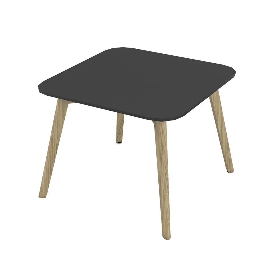 Masă joasă Narbutas Nova Wood, 700 x 700 x 480 mm, blat pătrat, MDF 26 mm, blat HPL negru, picioare din lemn