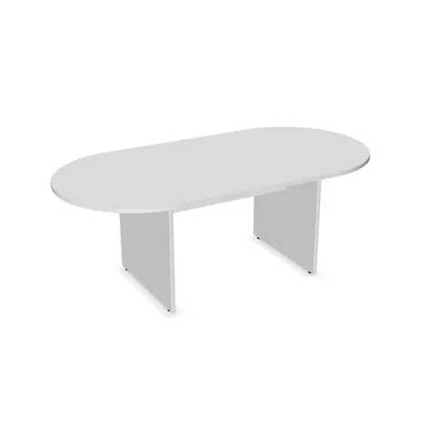 Masă de ședințe Narbutas Optima, 2000 x 1000 x 720 mm, PAL de 25 mm, blat oval, melamină albă