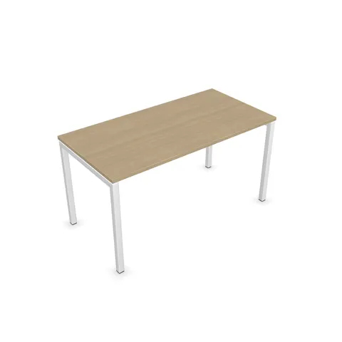 Birou Narbutas Nova U, 1400 x 700 x 740 mm, melamină stejar albit, metal alb, picior U
