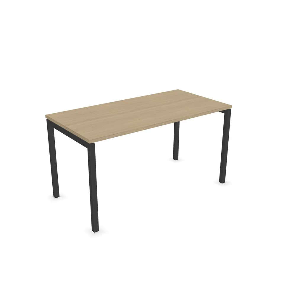 Birou Narbutas Nova U, 1400 x 700 x 740 mm, melamină stejar albit, metal gri închis, picior U