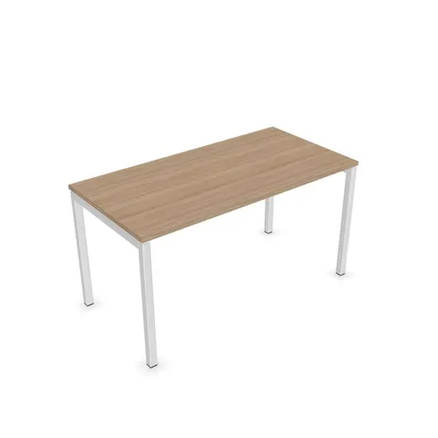 Birou Narbutas Nova U, 1400 x 700 x 740 mm, melamină stejar chihlimbar, metal alb, picior U