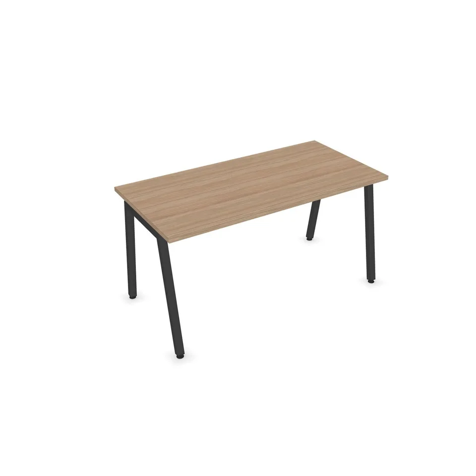 Birou Narbutas Nova A, 1400 x 700 x 740 mm, melamină stejar chihlimbar, metal gri închis