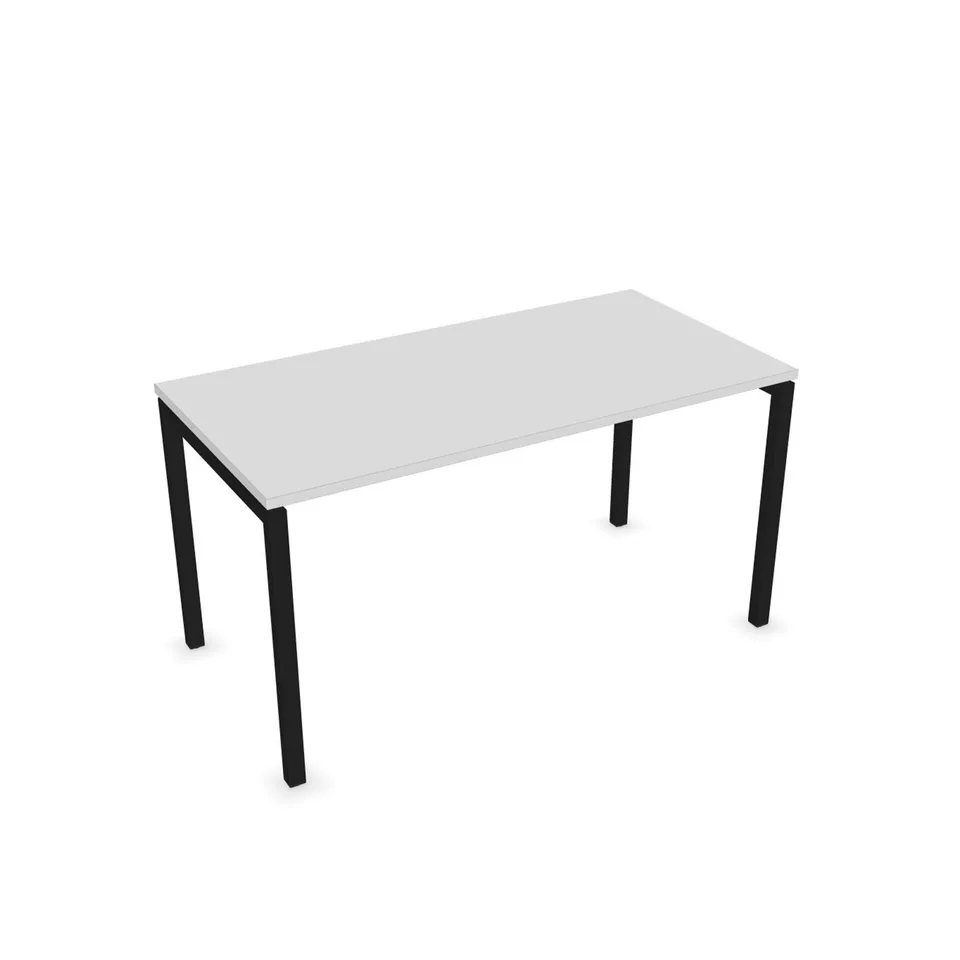Birou Narbutas Nova U, 1400 x 700 x 740 mm, melamină albă, metal negru, picior U