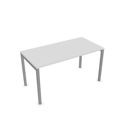 Birou Narbutas Nova U, 1400 x 700 x 740 mm, melamină albă, metal gri, picior U
