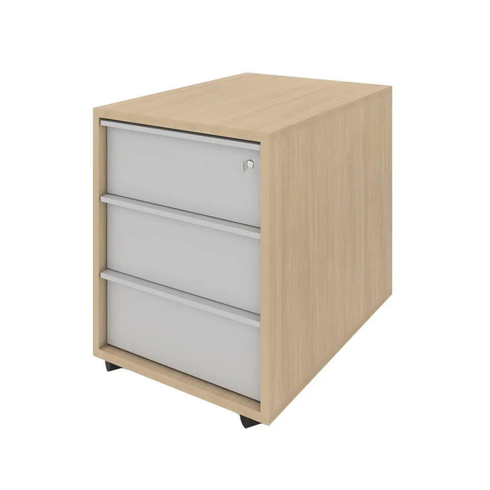 Casetieră birou Narbutas Nova, cu 3 sertare, inclusiv cheie, 42.8 x 60 x 56 cm, cu rotile, PAL