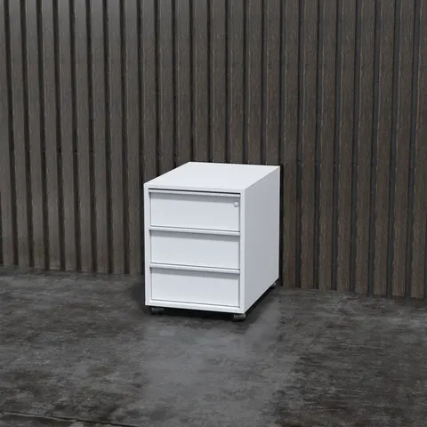 Casetieră birou Narbutas Nova A, 428 x 600 x 560 mm, PAL, melamină albă, mâner integrat alb