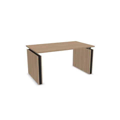 Birou Narbutas Motion, reglabil pe înălțime, electric, cu alimentare pe dreapta, 1400 x 800 x 1200 mm, PAL 25 mm, melamină stejar chihlimbar, metal negru