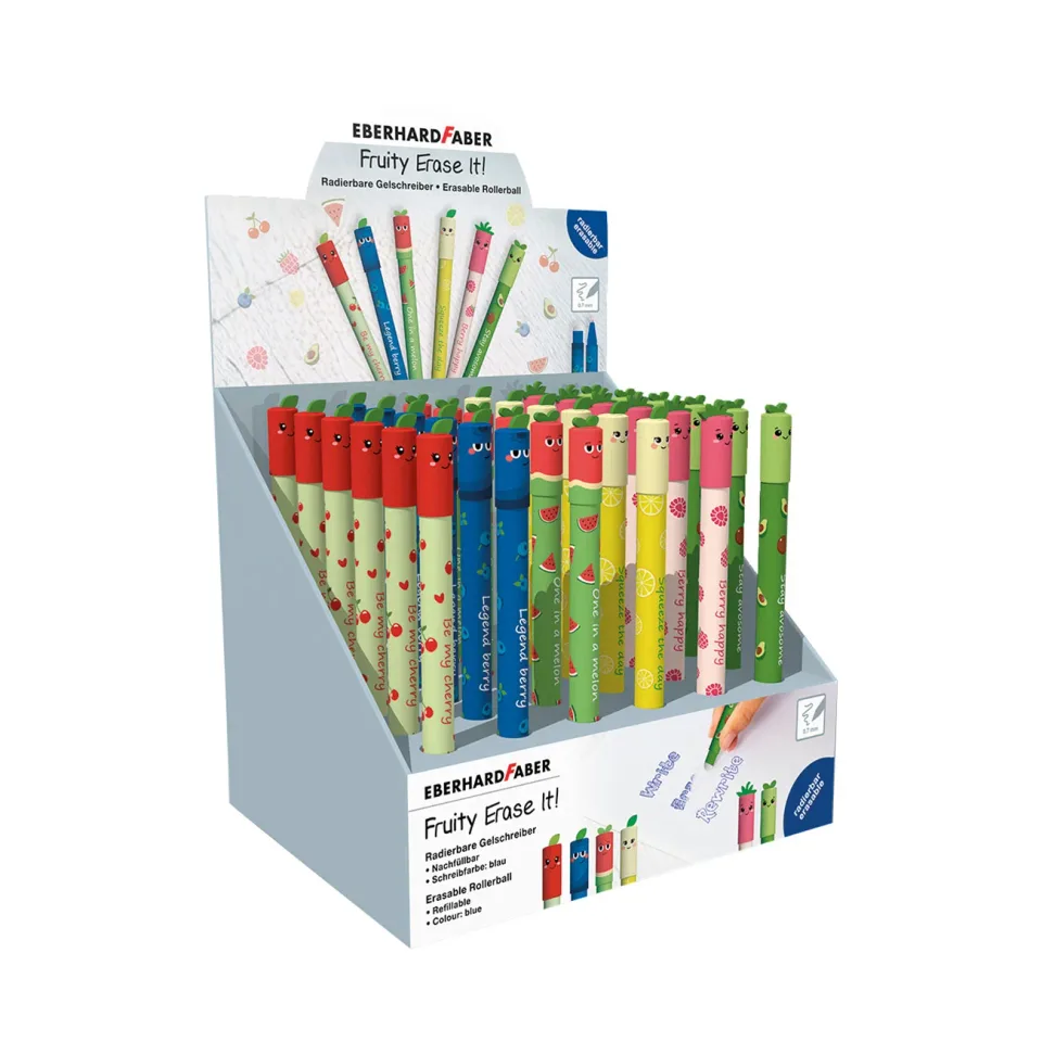 Eberhard Faber Roller cu gel Fruity, cu radiere, 0.7 mm, cerneală albastră, 36 buc.