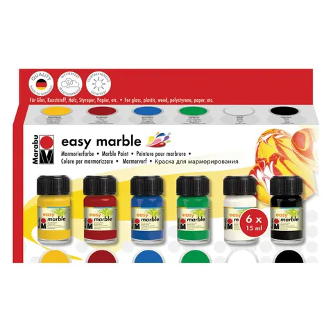 Marabu Vopsele pentru marmorare Easy Marble, 15 ml, 6 culori