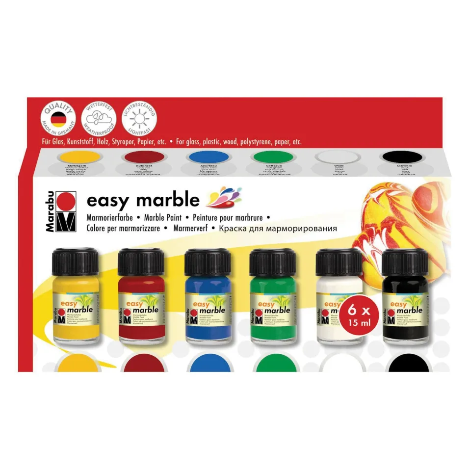Marabu Vopsele pentru marmorare Easy Marble, 15 ml, 6 culori