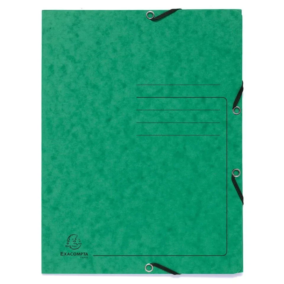 EXACOMPTA MAPĂ DIN CARTON CU 3 CLAPETE ȘI ELASTIC VERDE